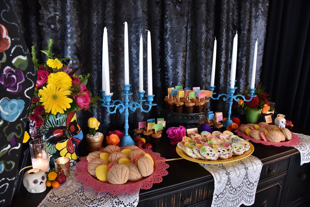 Wedding Dessert Table by Sugar Philosophers at City Club Los Angeles. Dia De Los Muertos. 