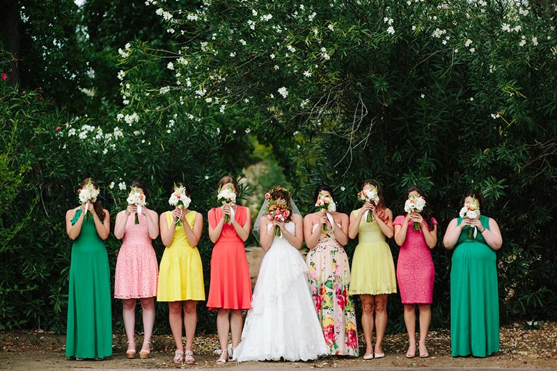 Colorful Bridal Party Bridesmaids Dresses