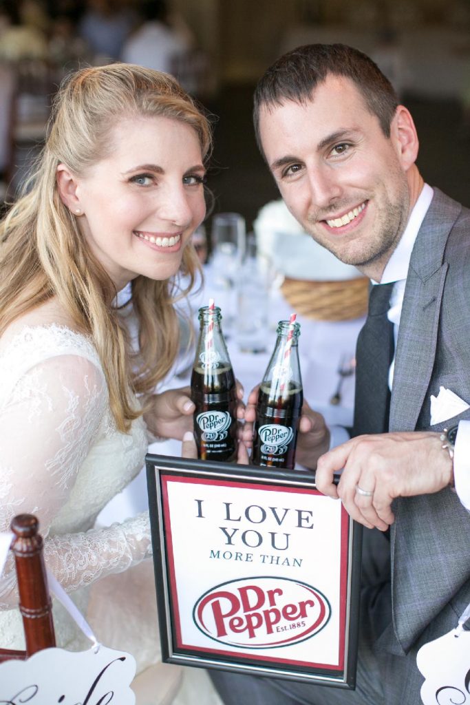 dr pepper bride groom sweetheart table signage 