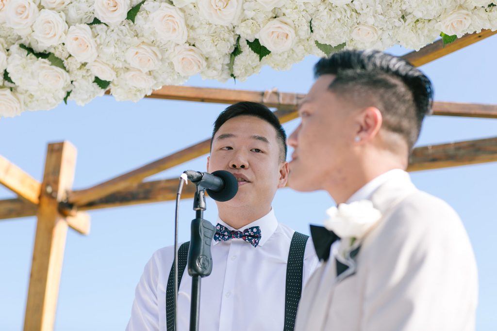 wedding officiant and groom