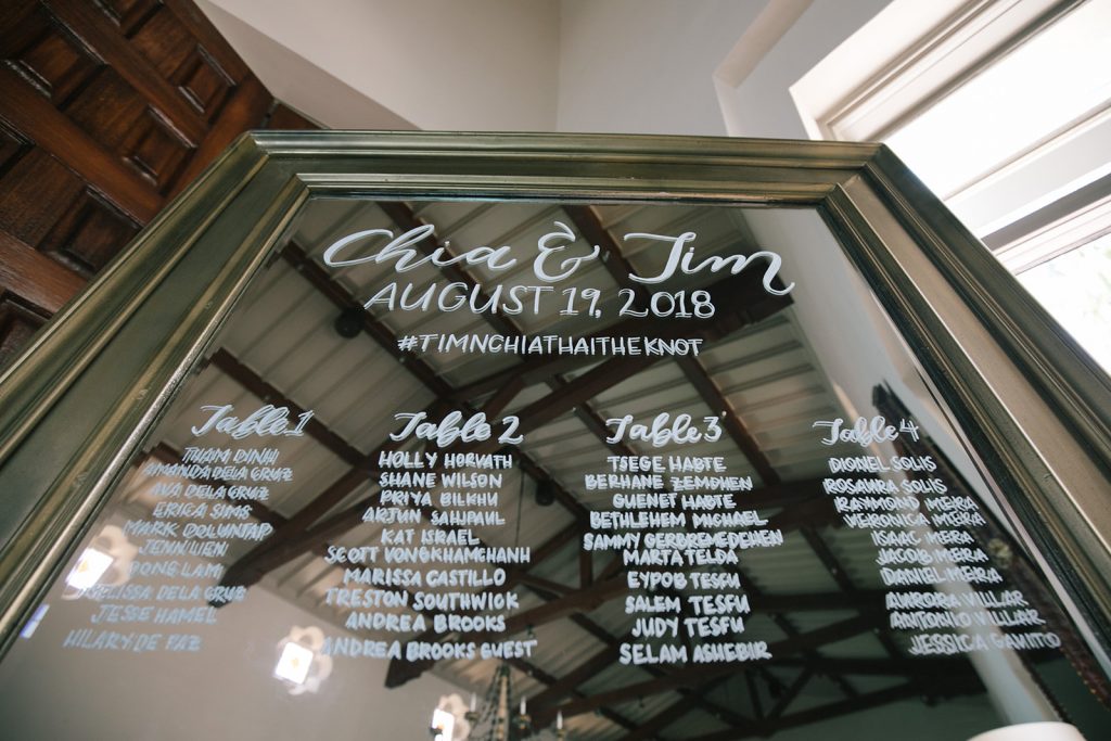 mirror calligraphy seating chart