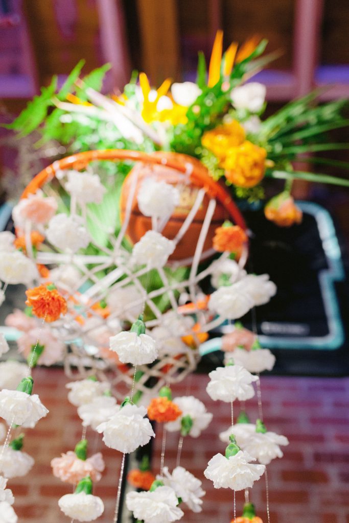 floral installation basketball hoop