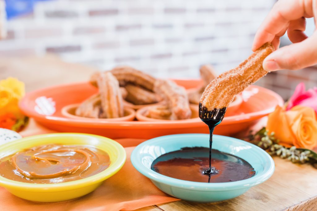 churro with chocolate dipping sauce