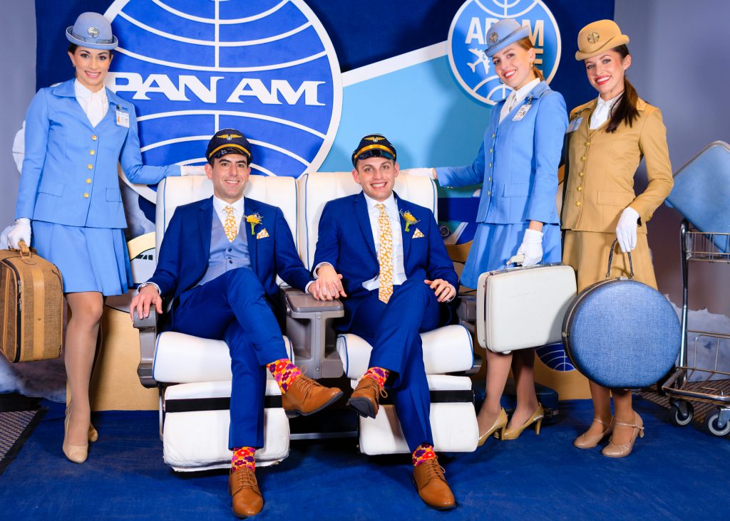 Pan Am Wedding Grooms with Flight Attendants