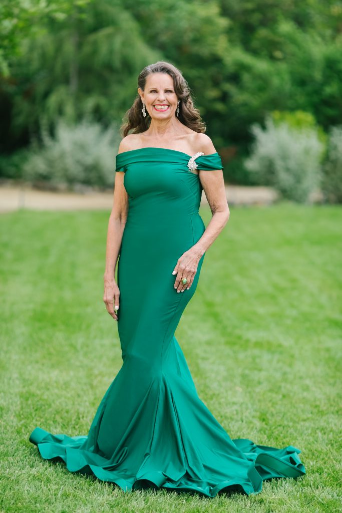 Mother in green dress