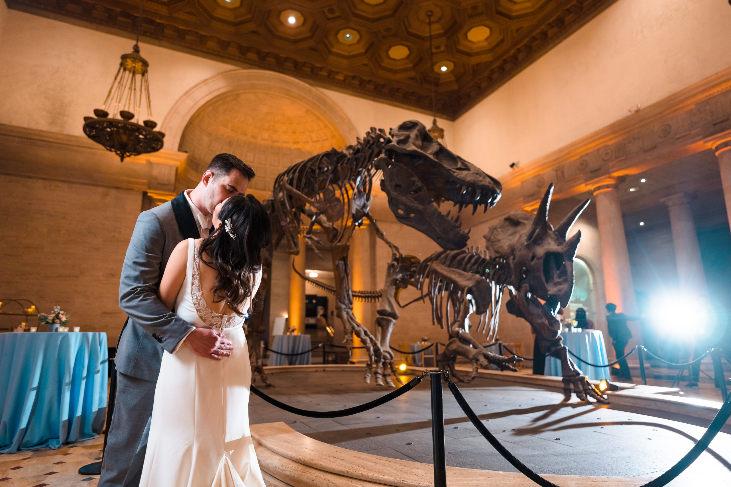 bride and groom at Natural History Museum Wedding