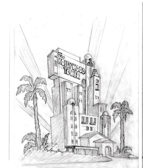 Hollywood Tower of Terror Drawing #2
