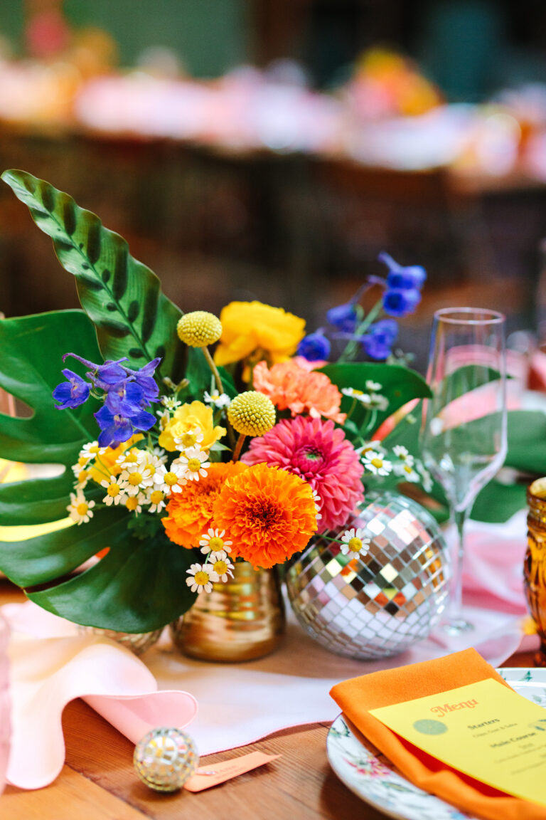 Colorful flower wedding centerpiece